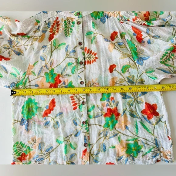 Maeve Floral Blouse with Green and Orange Accents - Picture 7 of 7